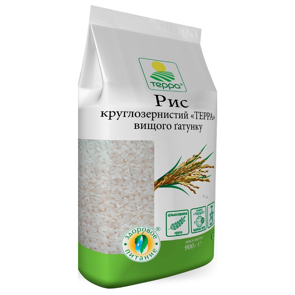 Рис Терра круглозернистый в/с, 900г (4820015732743)