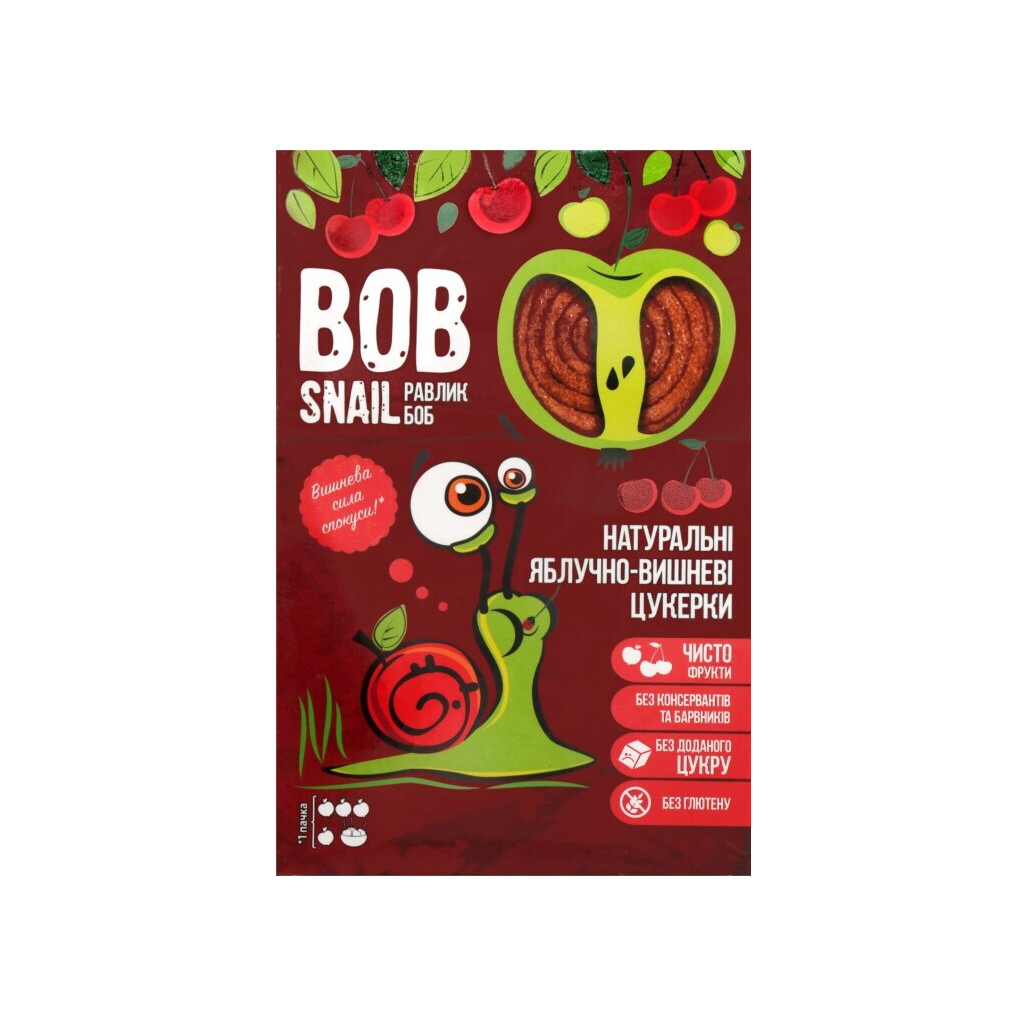 Конфеты Bob Snail натуральные яблочно-вишневые, 60г (4820162520347)