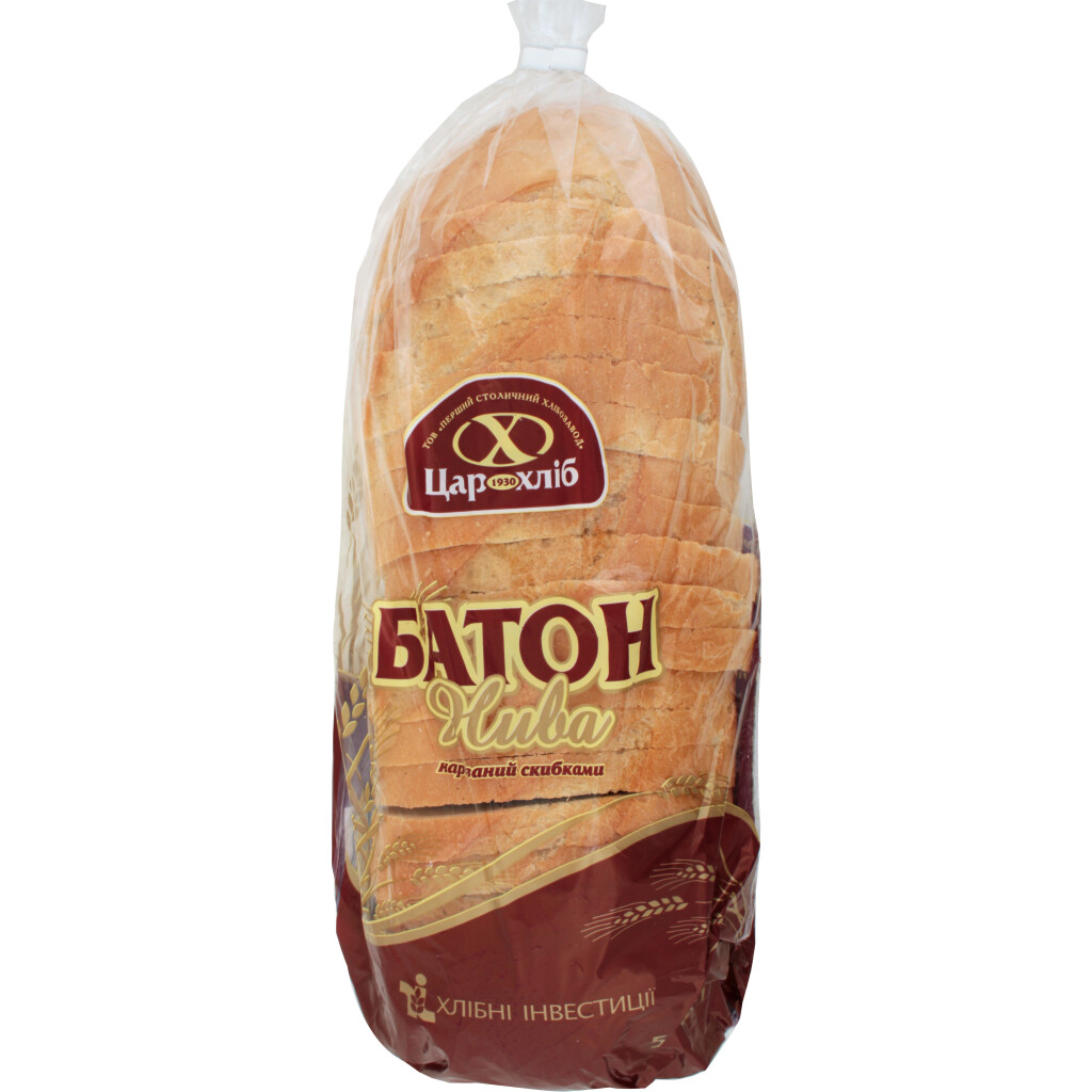 Батон Цар-Хліб Нива нарезной упакованный, 500г (4820159020027)