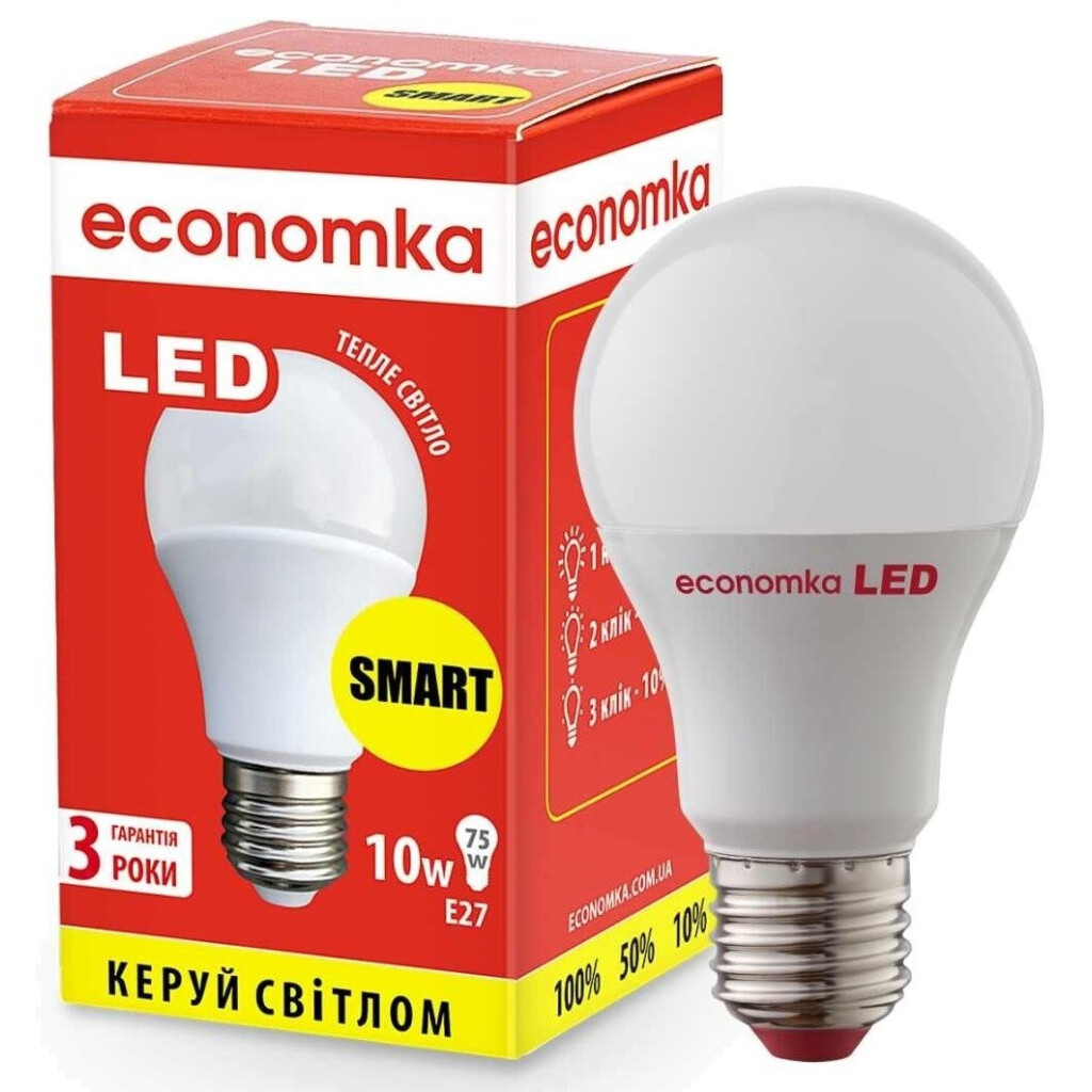 Лампа Экономка LED Smart A60 10W 2800K E27, шт (4820172680659)