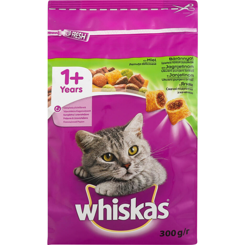 Корм Whiskas с ягненком для взрослых котов, 300г (5900951014086)