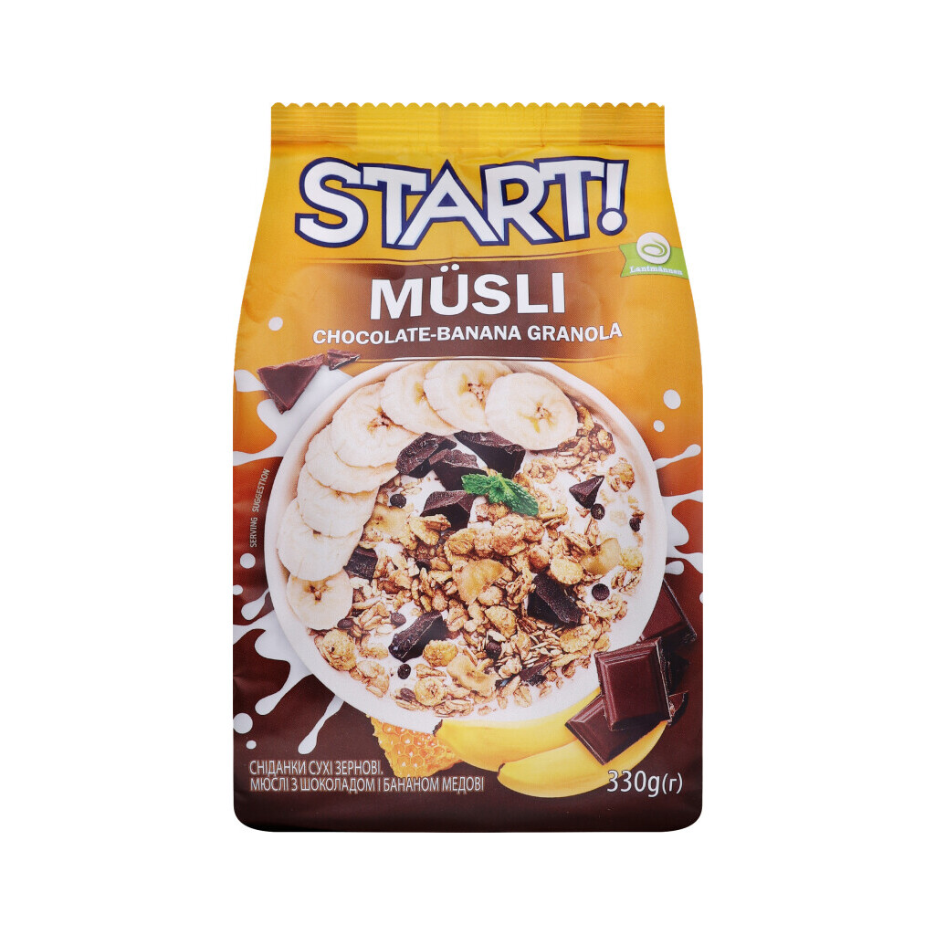 Мюслі Start з шоколадом та бананом, 330г (4820008125361)