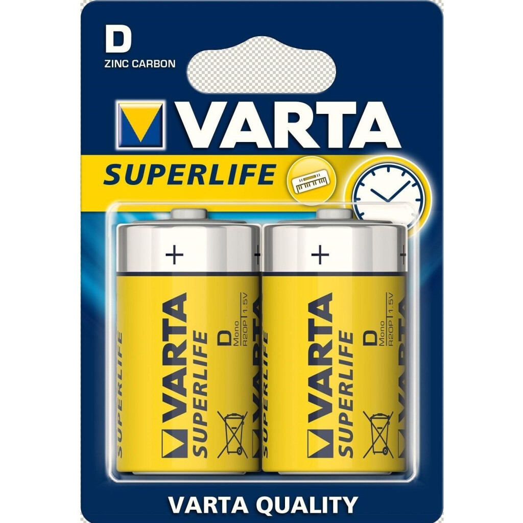 Батарейка Varta (R20) Superlife, 2шт/уп (4008496556342)