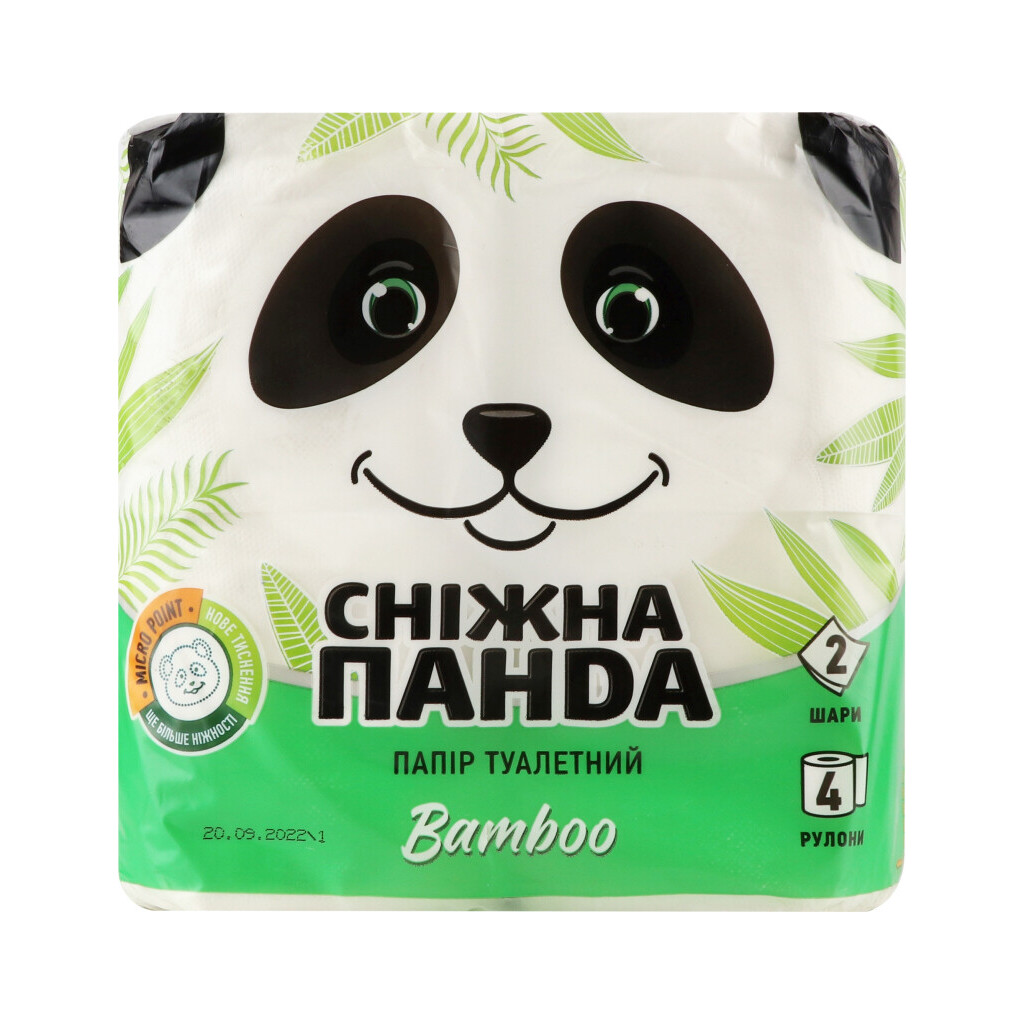 Папір туалетний Сніжна панда Bamboo 2-шаровий, 4шт/уп (4823019009415)
