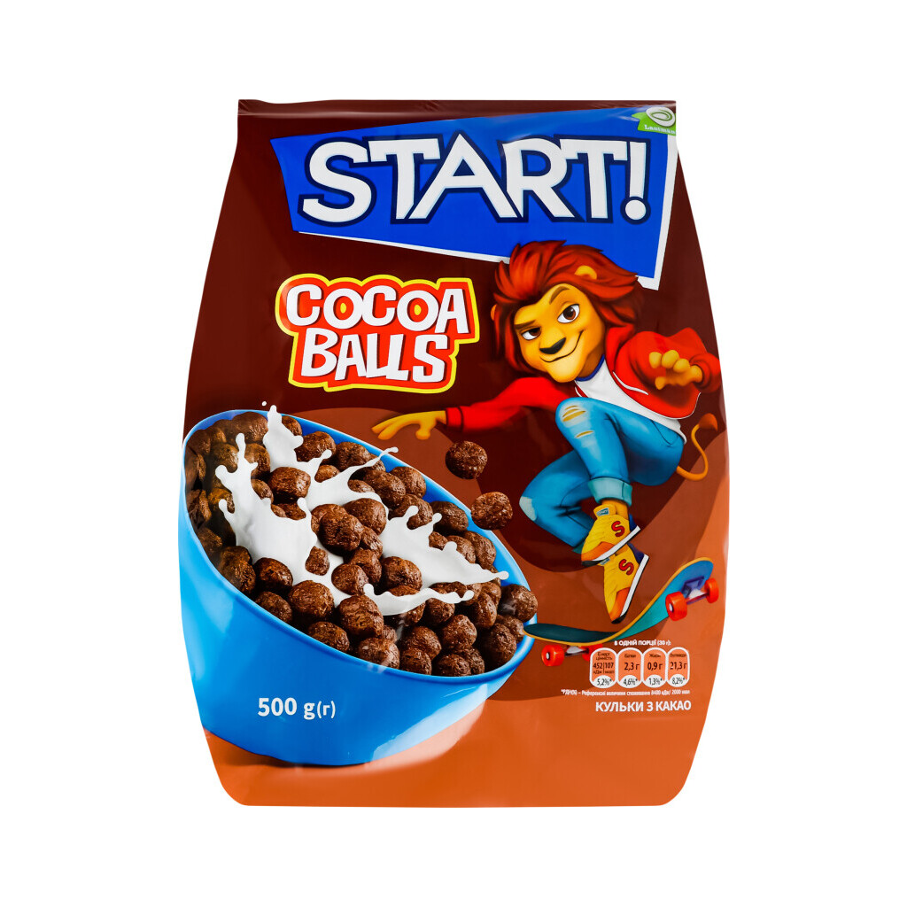Шарики кукурузные Start c какао, 500г (4820008125477)