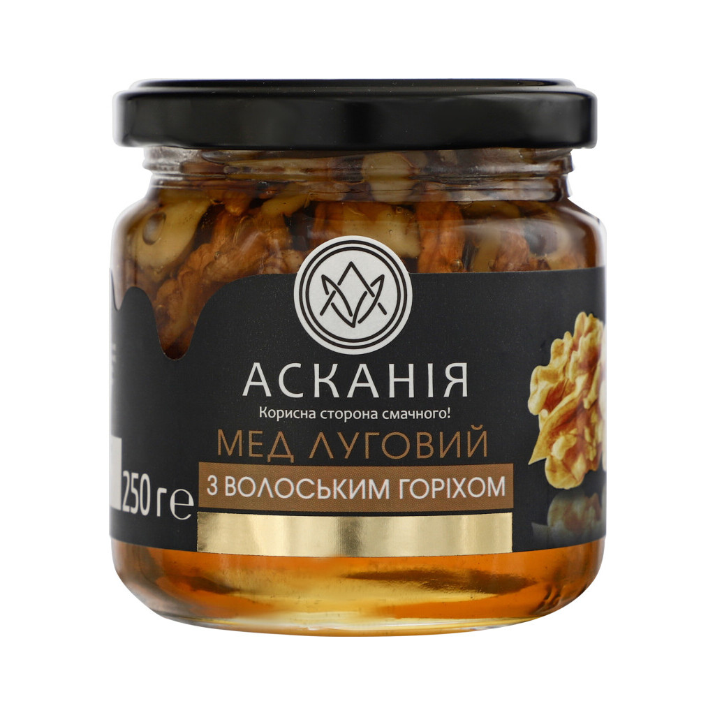 Мед Асканія Луговий з волоським горіхом, 250г (4820071643724)