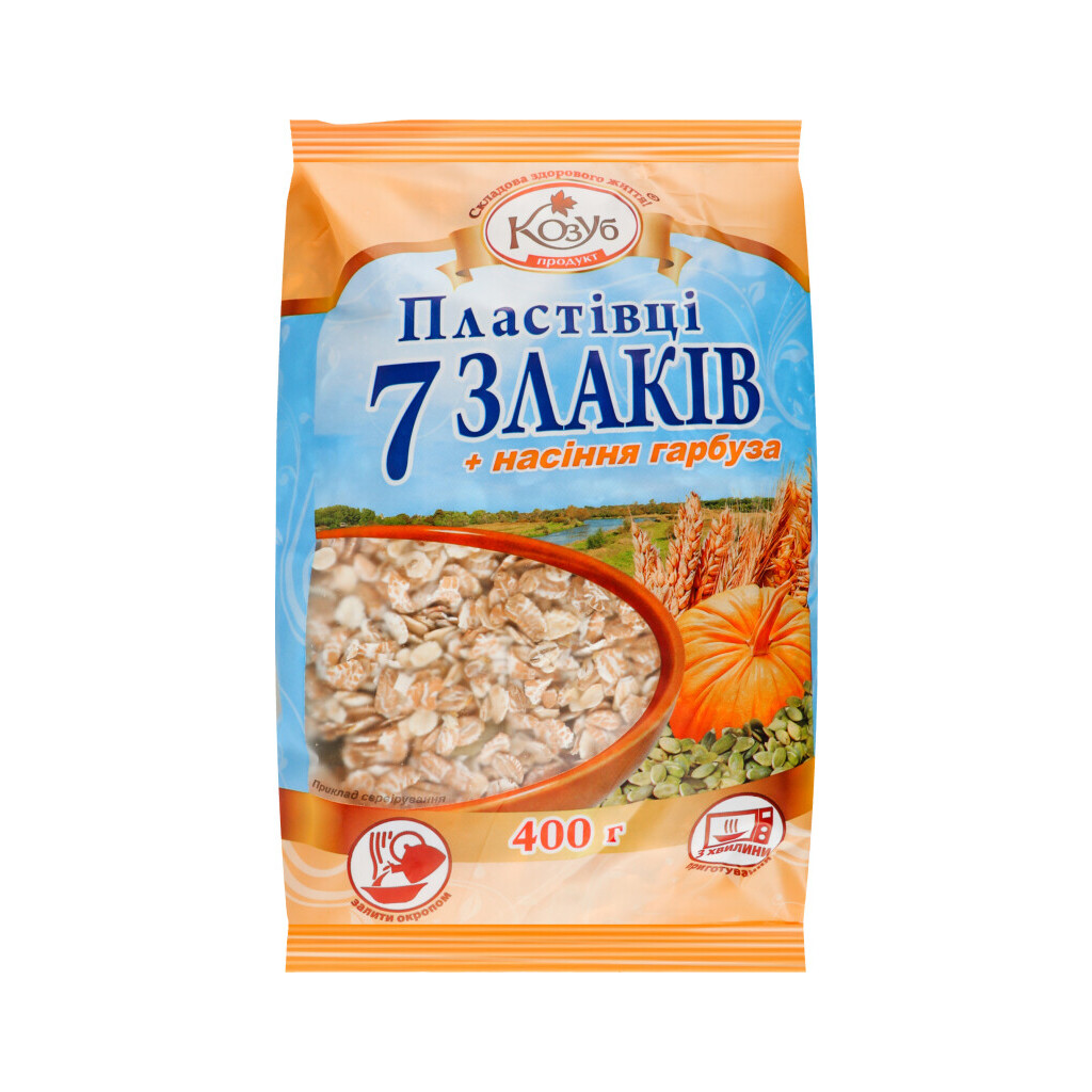 Суміш пластівців Козуб 7 злаків та насіння гарбуза, 400г (4820094533217)