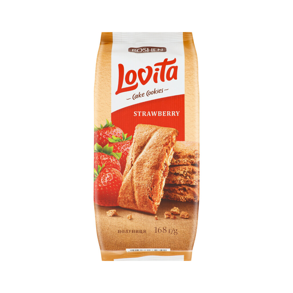 Печиво Roshen Lovita Cake Cookies з полуничною начинкою, 168г (4823077634741)