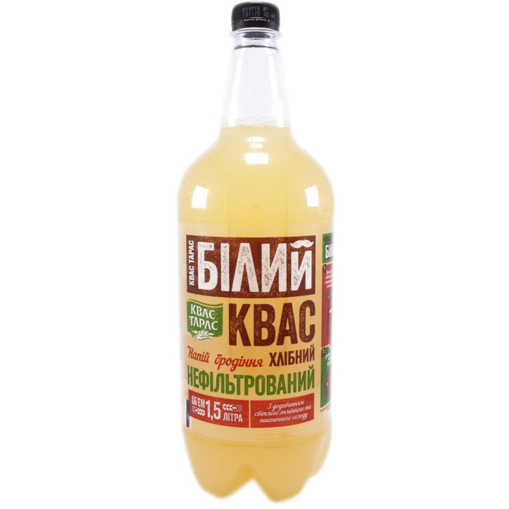 Квас хлібний Квас Тарас білий, 1,5л (4820000455909)