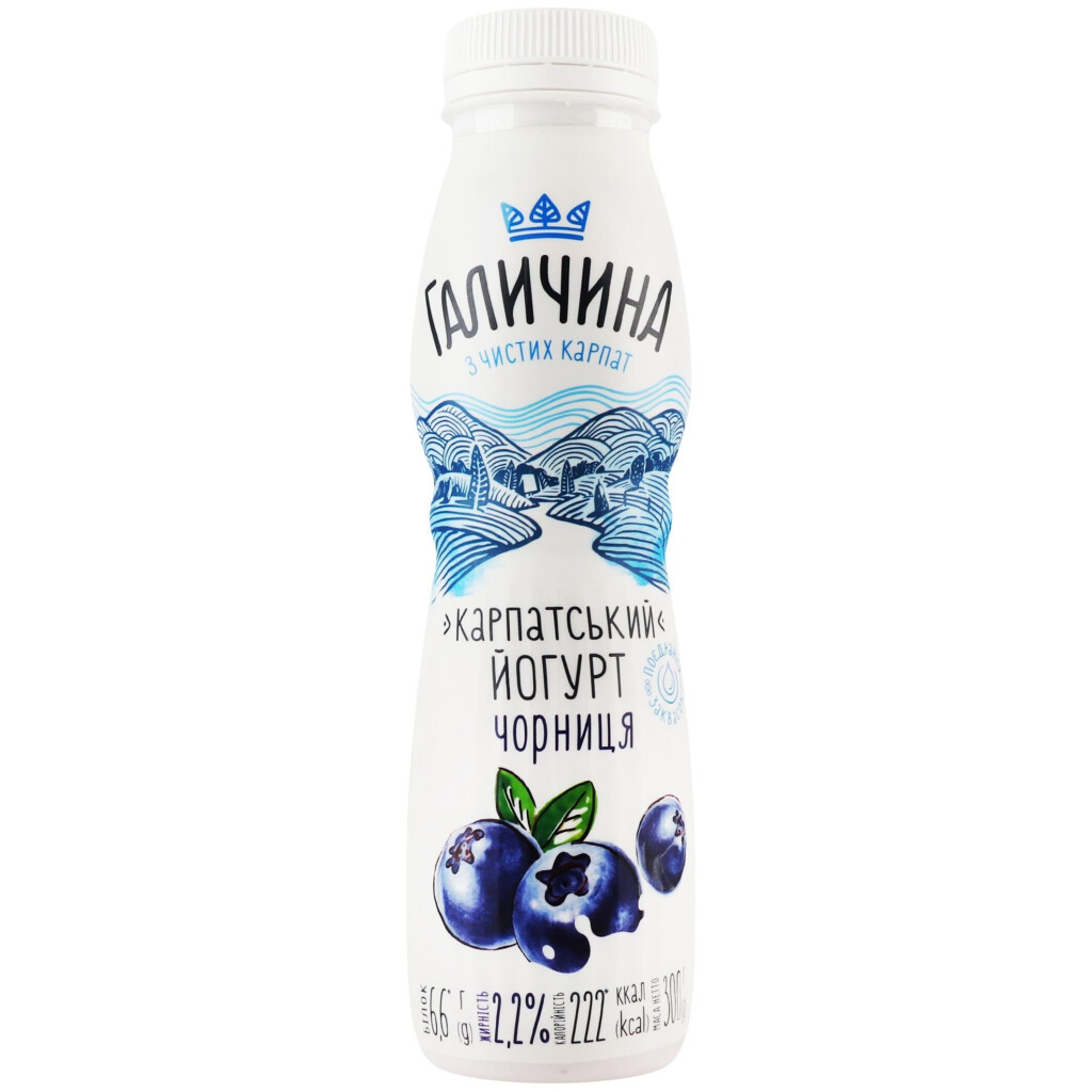Йогурт Галичина Чорниця 2,2%, 300г (4820038494017)