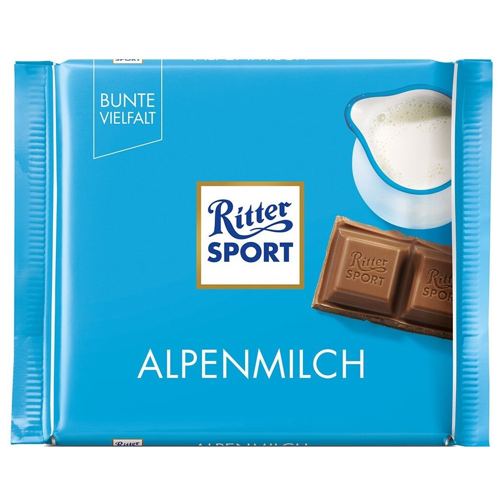 Шоколад молочний Ritter Sport з альпійським молоком, 100г (4000417018007)