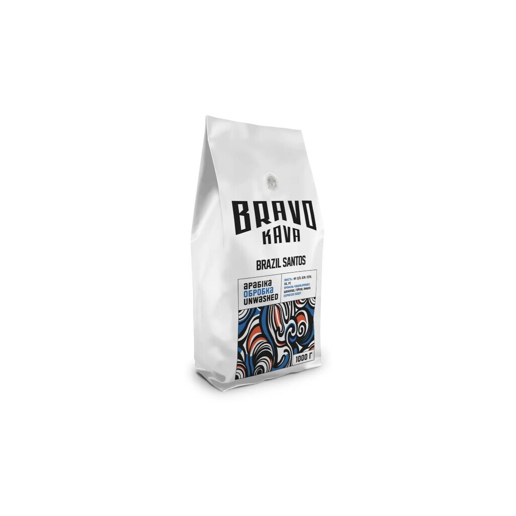 Кофе в зернах Bravo Kava Brasil Santos 100% арабика, 1кг