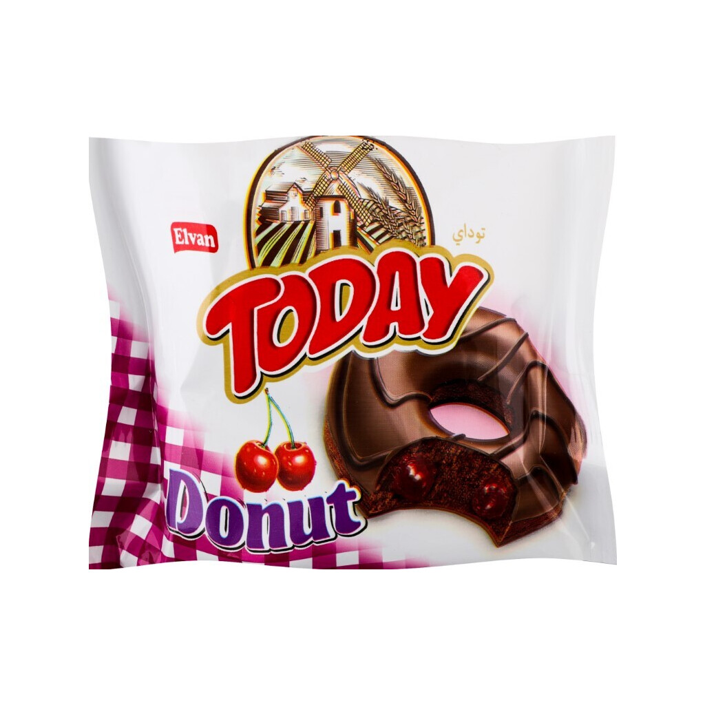 Донат Elvan с вишневым кремом в шоколадной глазури, 50г (8693029604209)