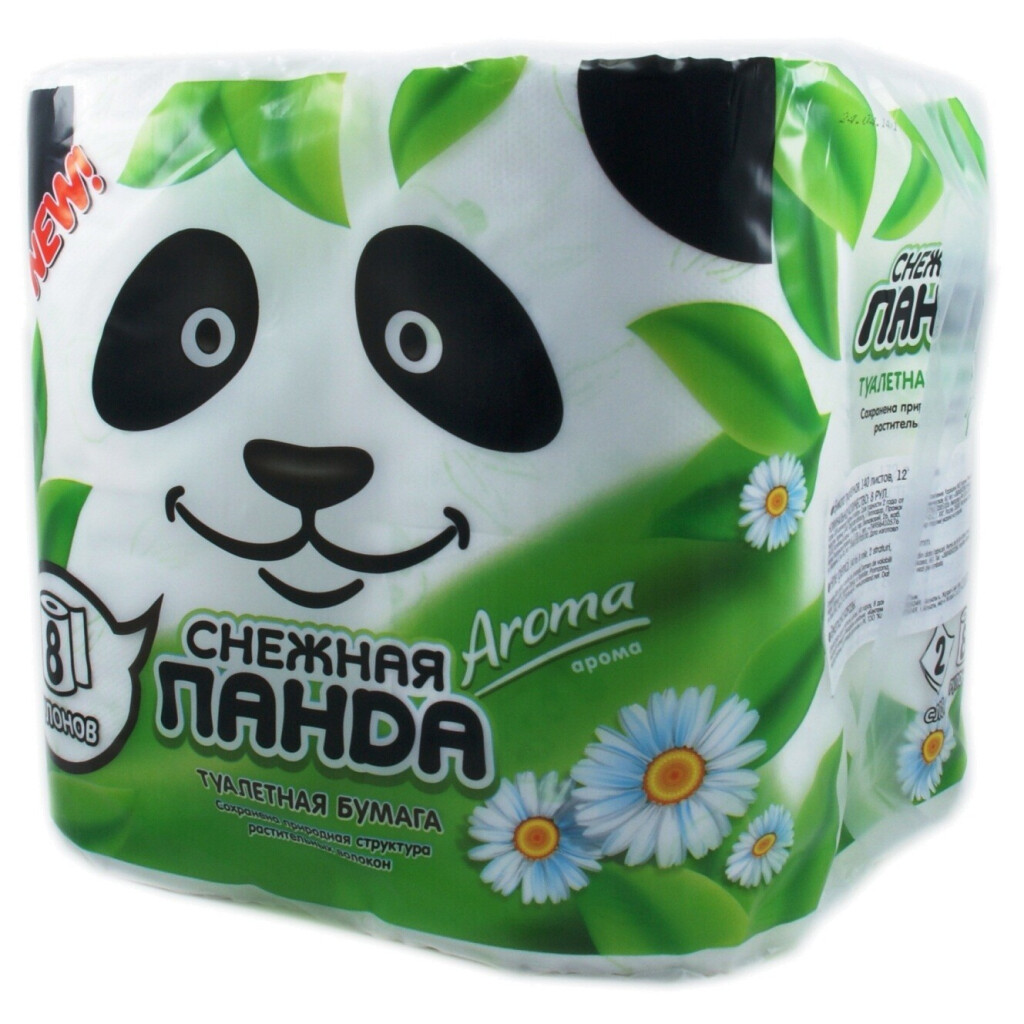 Папір туалетний Сніжна панда Aroma 2-шаровий, 8шт/уп (4823019008333)