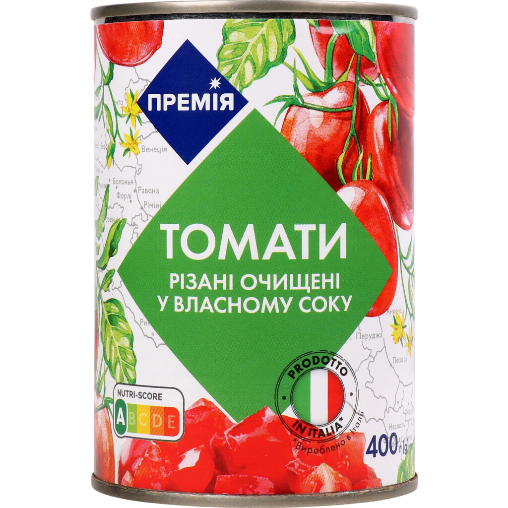 Томаты Премія бланшированные нарезанные кусочками, 400г (4823096401249)