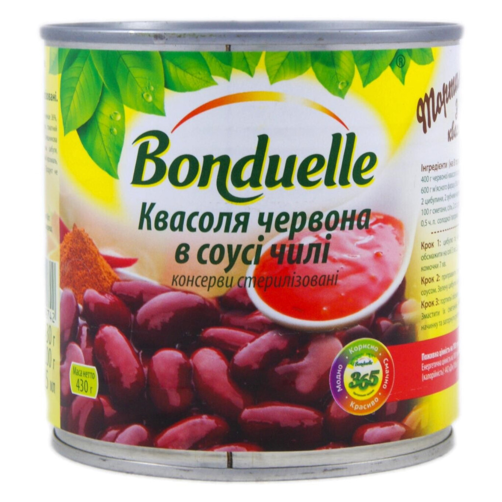 Фасоль Bonduelle красная в соусе чили ж/б, 430г (3083680090742)