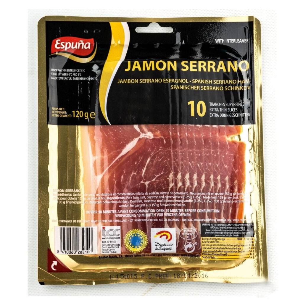 Хамон Espuna Serrano нарезка, 120г (8410060282100)