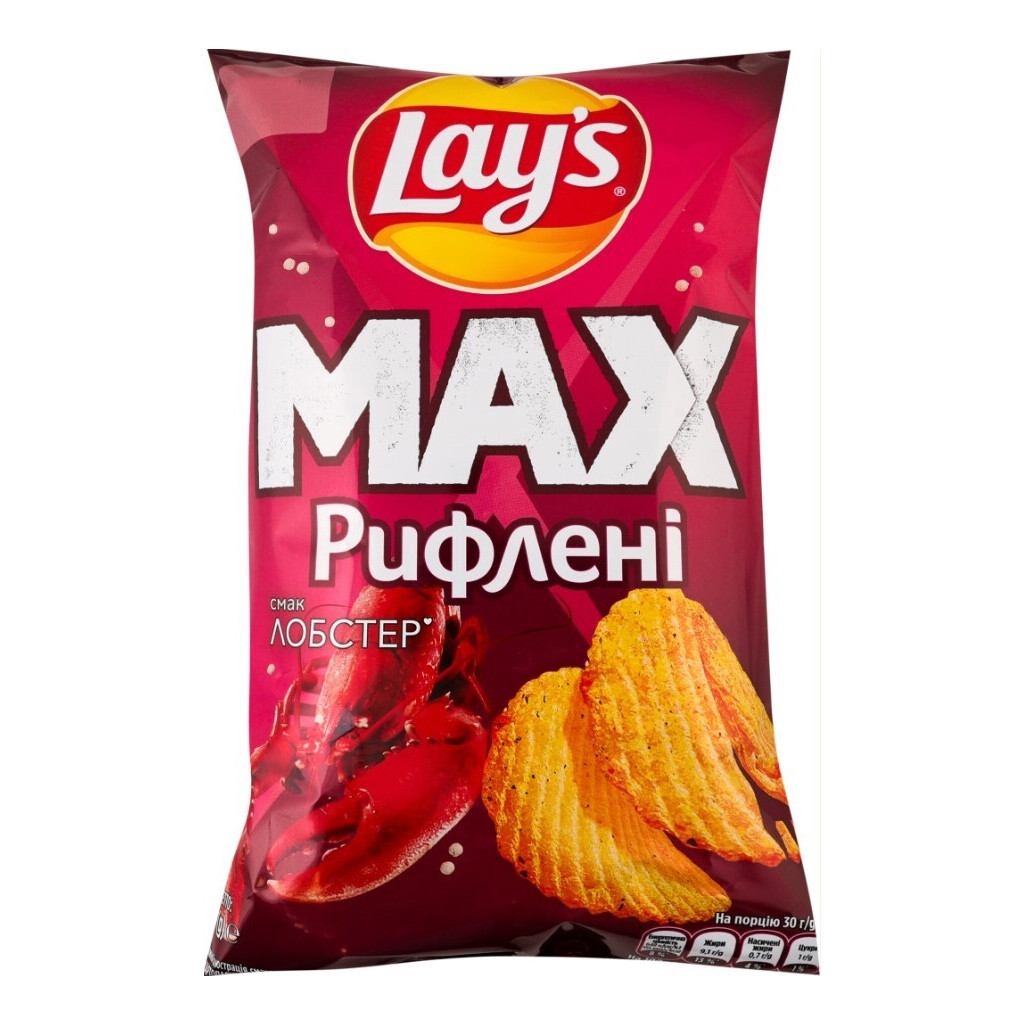 Чипсы Lay's Max рифленые со вкусом лобстера, 95г (4823063128810)