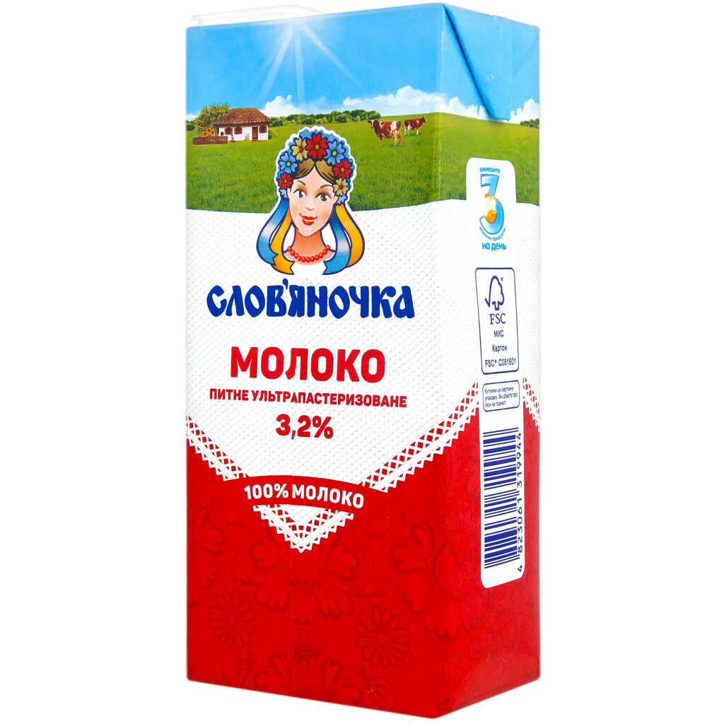 Молоко ультрапастеризованое Слов'яночка 3,2% т/п, 1000г (4823061319944)