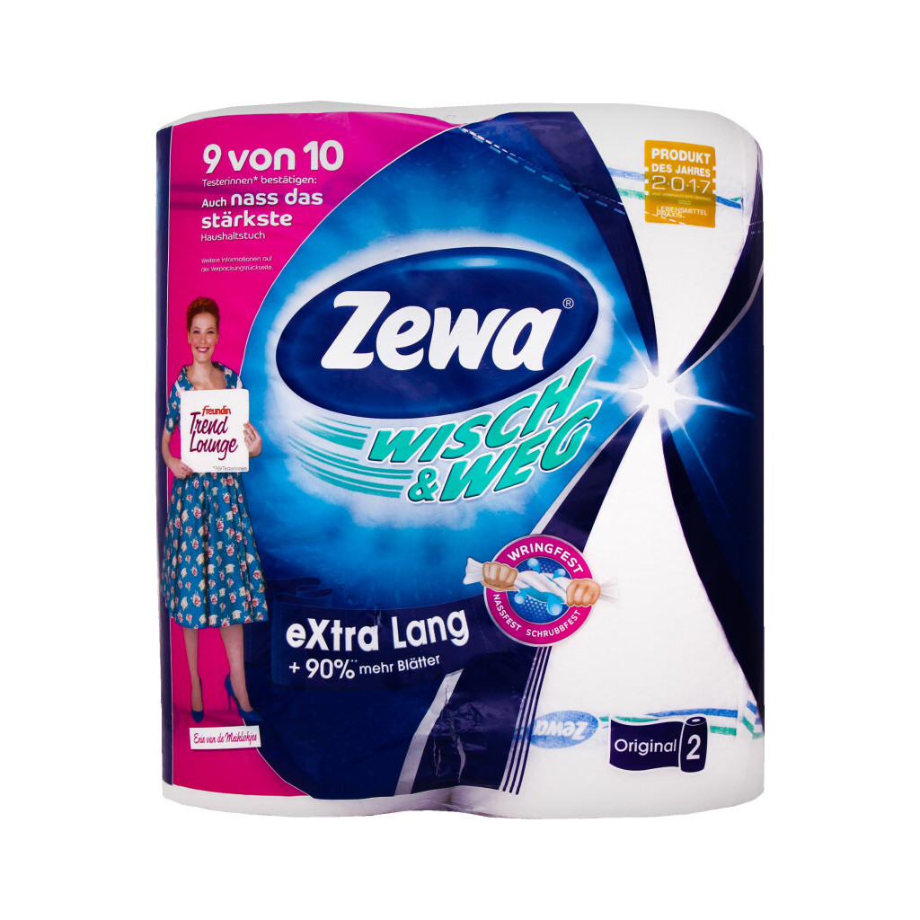 Рушники паперові Zewa Wisch&Weg Original Extra Lang 2-шарові, 2шт/уп (7322540833300)