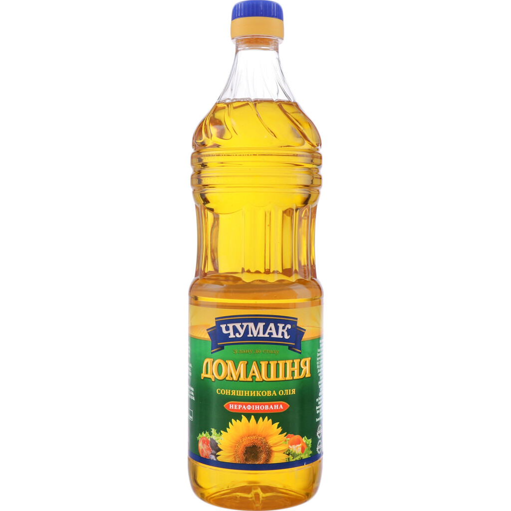Масло подсолнечное Чумак нерафинированное, 0,9л (4820078576056)