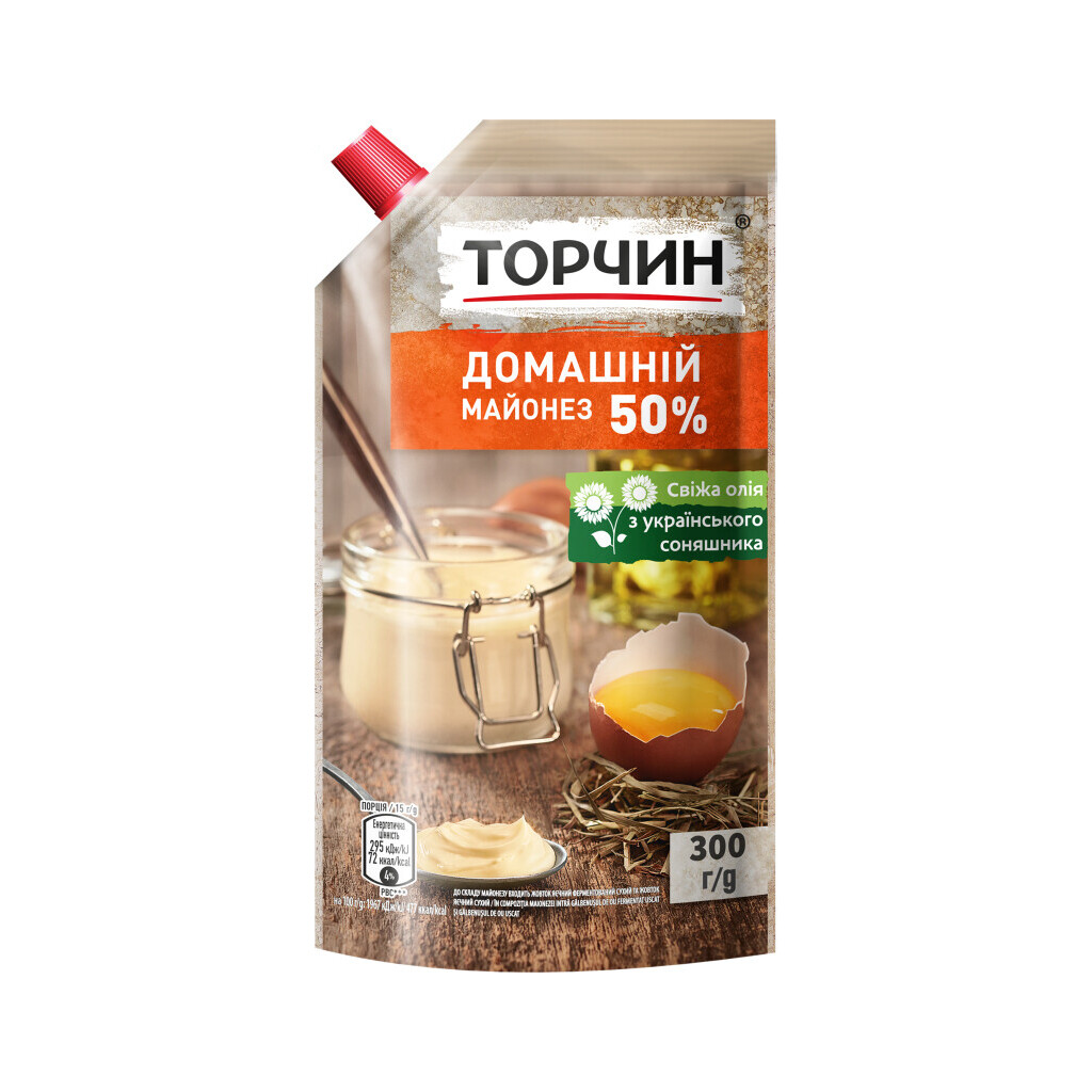 Майонез Торчин Домашний 50%, 300г (4820001315905)