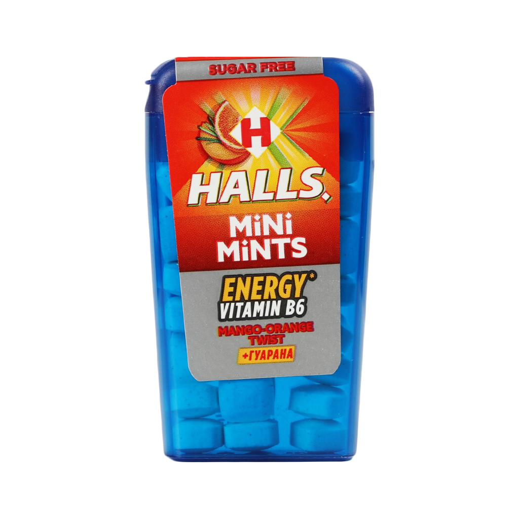 Леденцы Halls Mini Mints апельсин-манго с витамином В без сахара, 12,5г (57030883)
