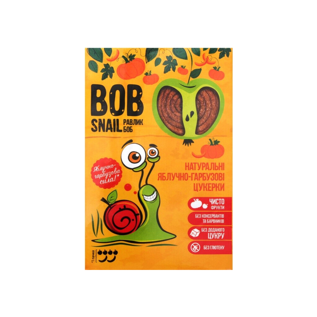 Цукерки Bob Snail натуральні яблучно-гарбузові, 60г (4820162520200)