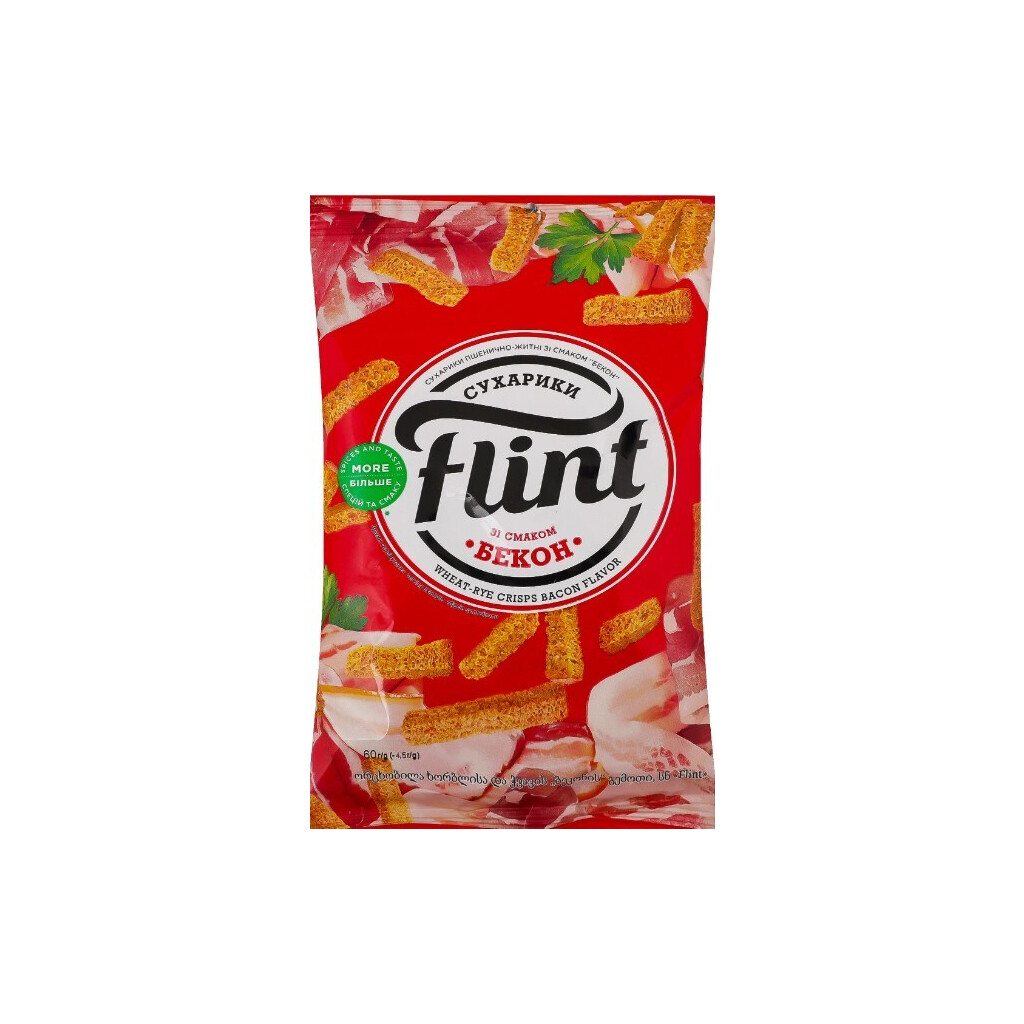 Сухарики Flint пшенично-ржаные со вкусом бекона, 60г (4823127301999)