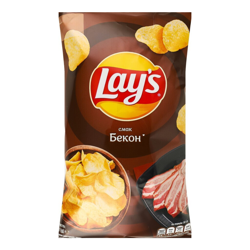 Чипси Lay's картопляні зі смаком бекону, 120г (4823063125413)