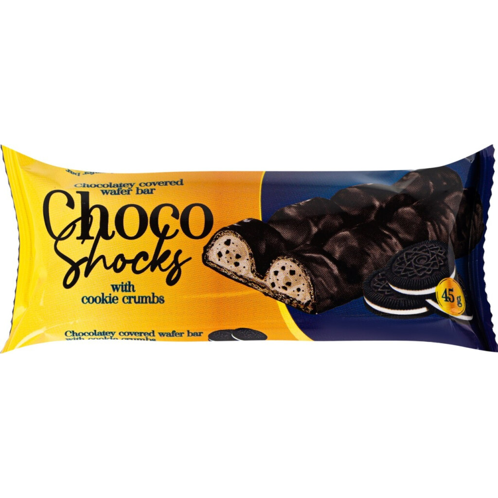Вафли Polus Choco-shocks с крошкой печенья, 45г (4820204211233)