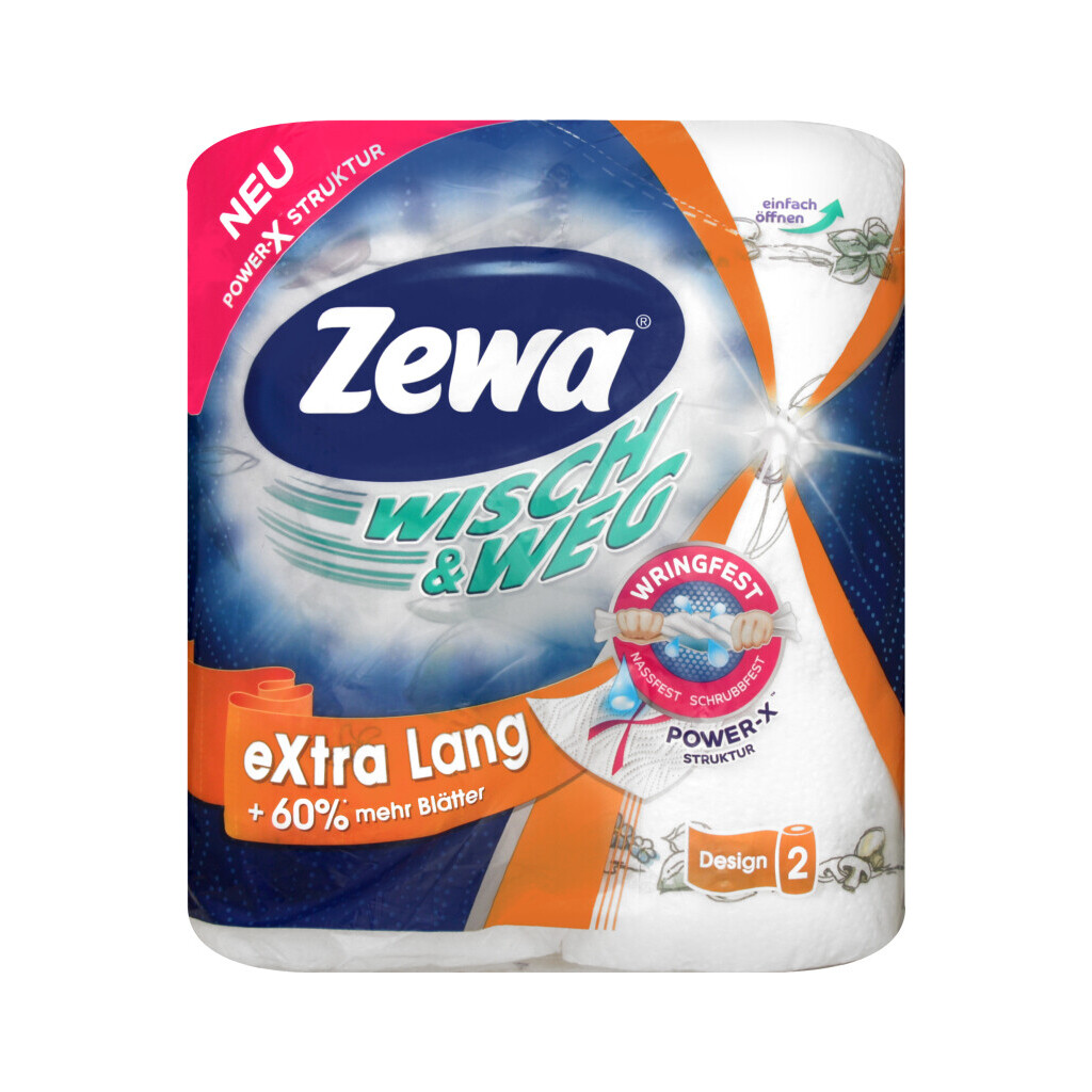 Полотенце бумажное Zewa Wisch&Weg Design Extra Long 2-слойное, 2шт/уп (7322540833270)
