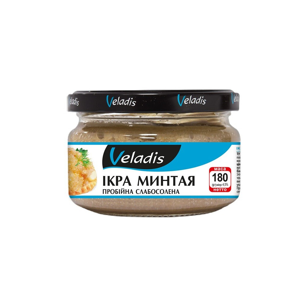 Икра минтая Veladis пробойная слабосоленая с/б, 180г (4823097900550)