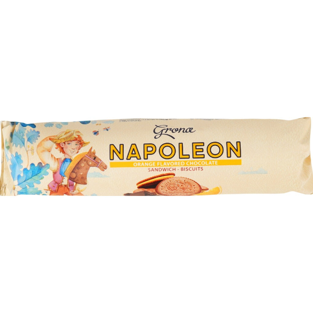 Печиво-сендвіч Grona Наполеон з шоколадно-апельсиновою начинкою, 240г (4820258643561)
