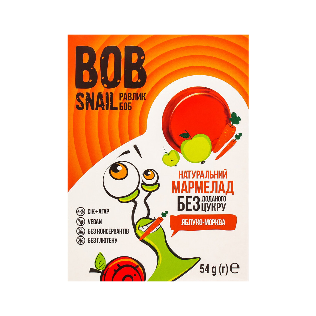 Мармелад Bob Snail яблуко-морква, 54г (4820219341130)