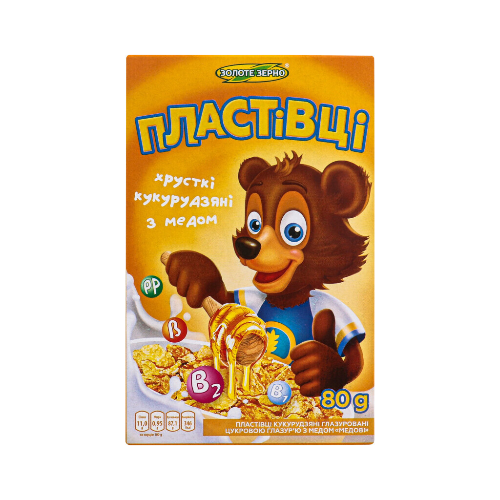 Хлопья Золотое зерно медовые кукурузные, 80г (4820017292450)