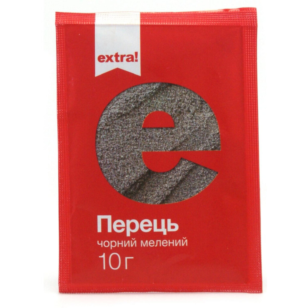 Перец черный Extra! молотый, 10г (4824034009374)