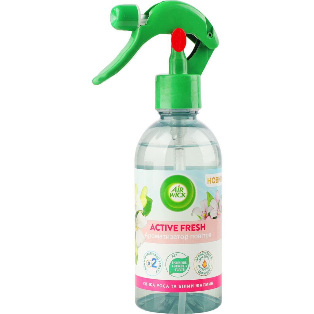 Освежитель воздуха аэрозольный Air Wick Active Fresh Свежая роса и белый жасмин, 237мл (482023297090