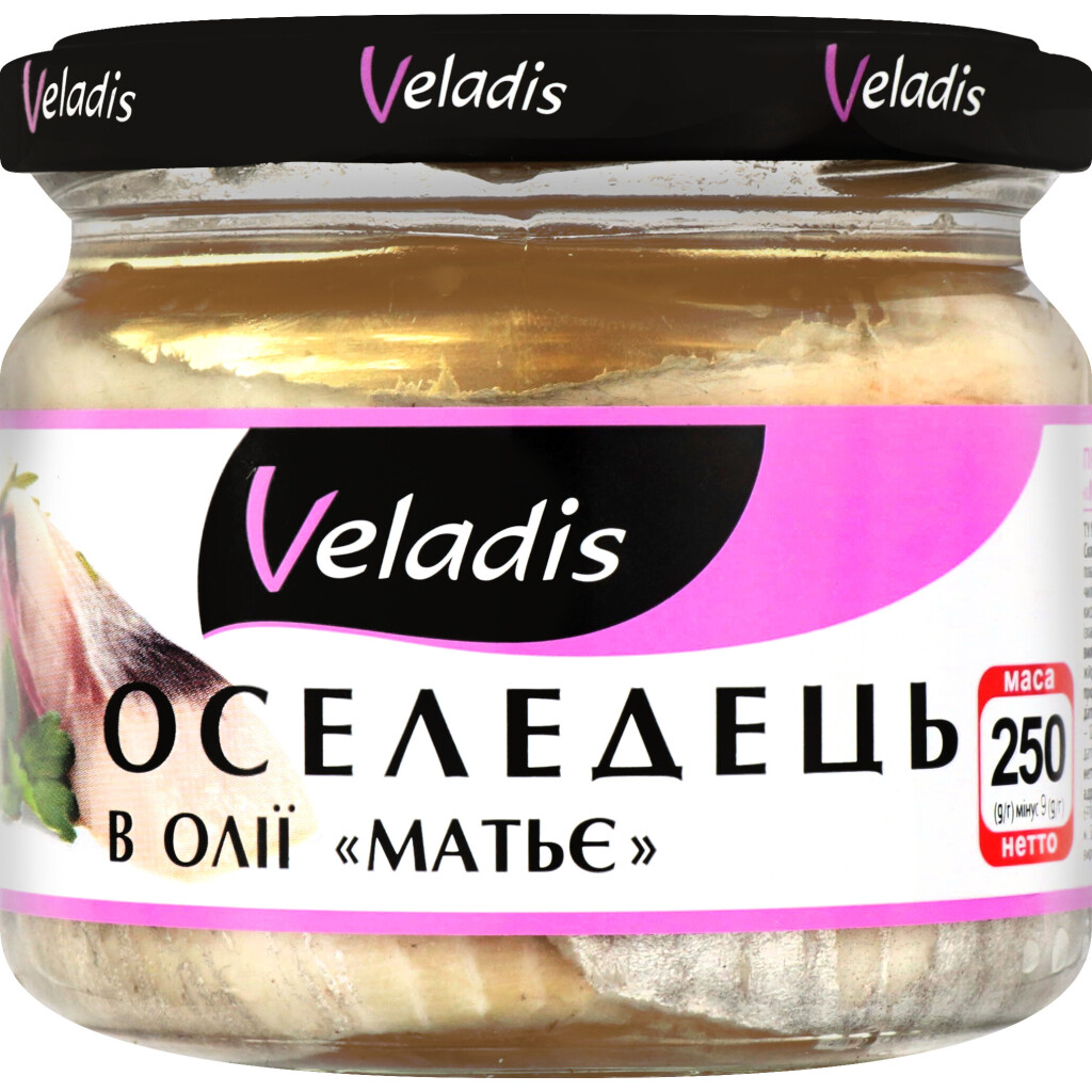 Сельдь Veladis Матье филе в масле с/б, 250г (4823097900031)