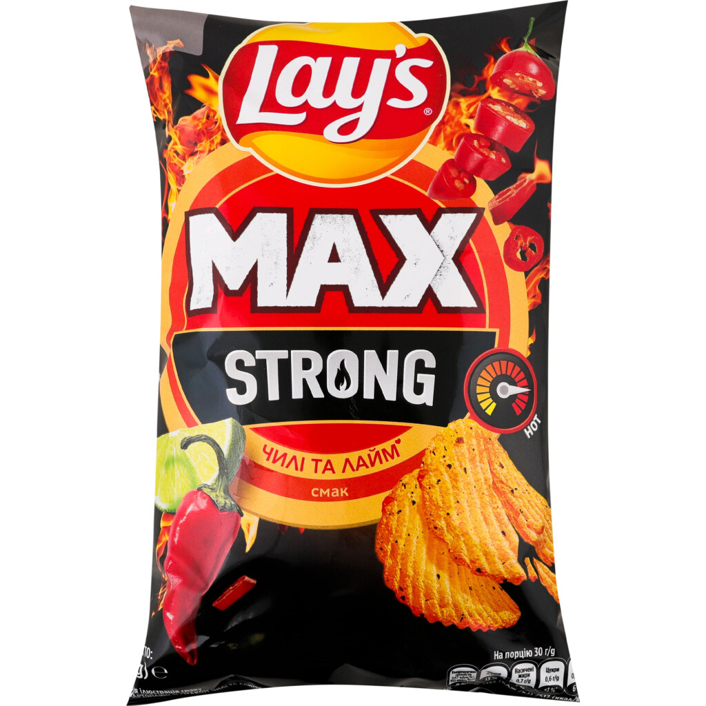 Чипси Lay's Max Strong зі смаком чилі та лайму, 95г (4823063128797)