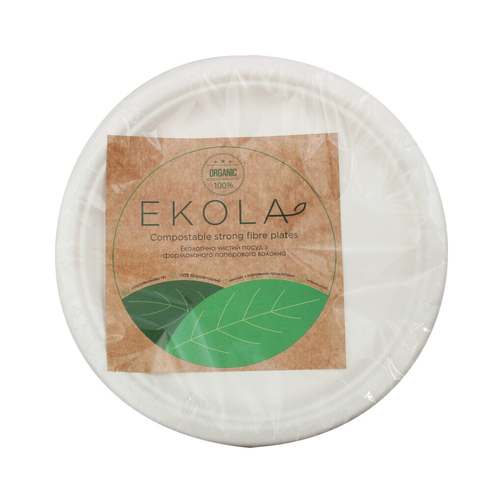 Тарелки Ekola бумажные 220мм, 10шт/уп (4820057100333)