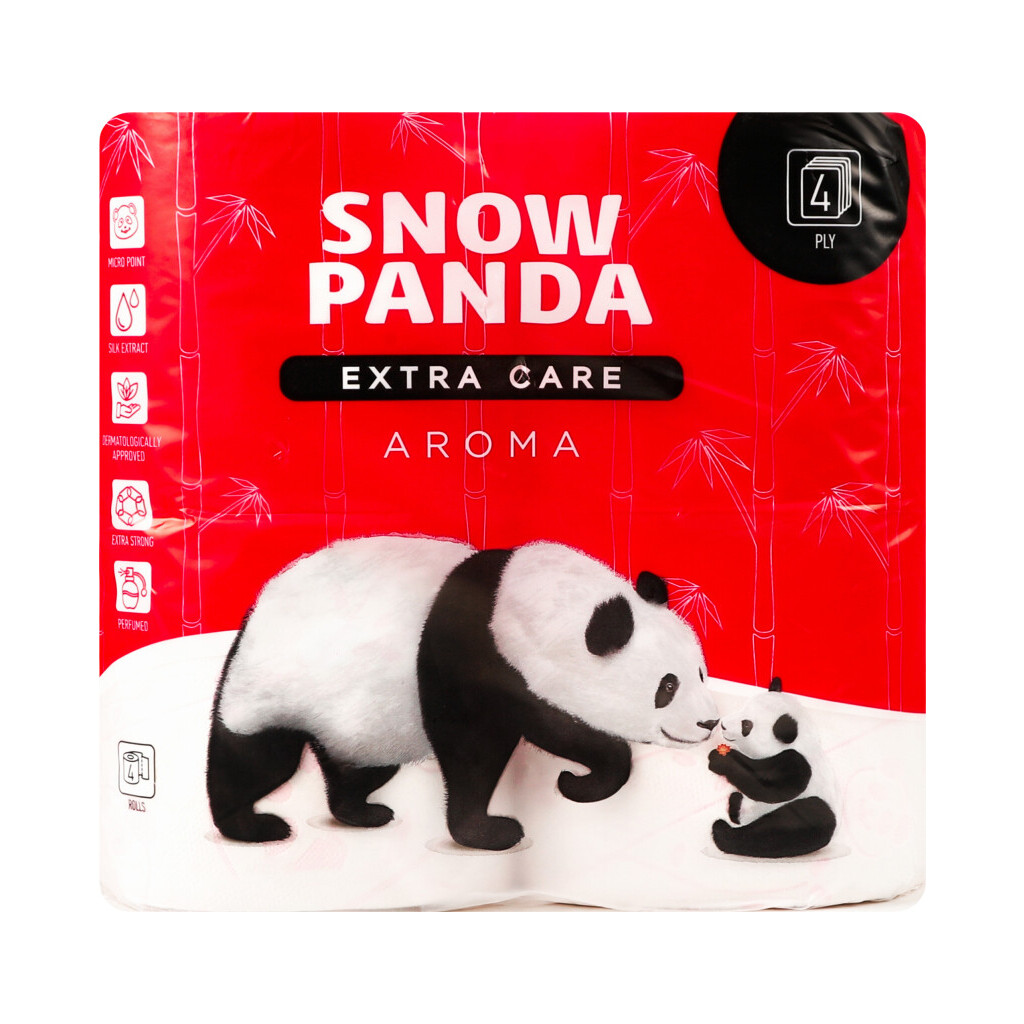 Бумага туалетная Сніжна панда Extra Care Aroma 4-слойная, 4шт (4820183970640)