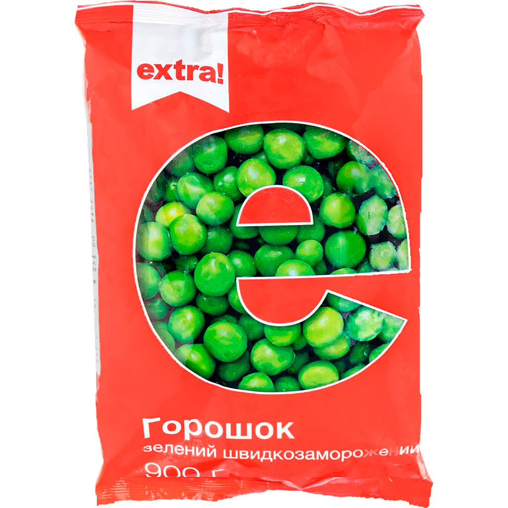 Горошек зеленый Extra! быстрозамороженный, 900г (4824034027989)
