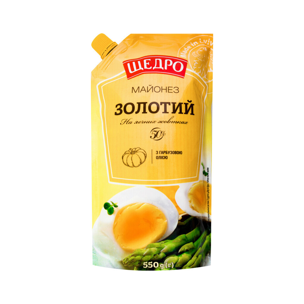 Майонез Щедро Золотой 50% д/п, 550г (4823097405697)