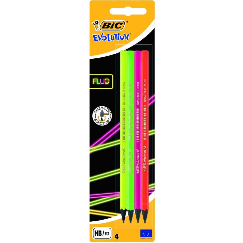 Карандаши BIC Fluo НВ, 4шт/уп (3086123446199)