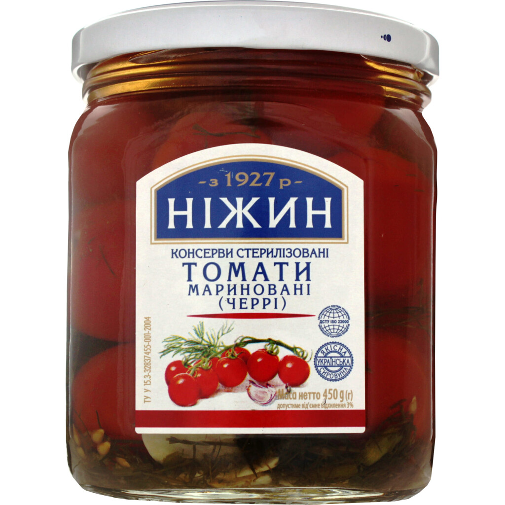 Томаты Ніжин черри маринованные, 450г (4823006802340)