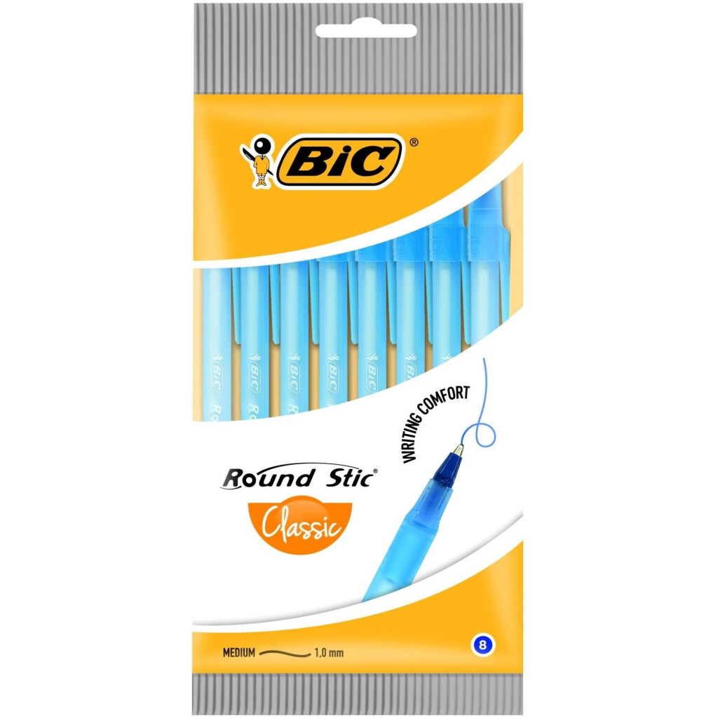 Ручки шариковые BIC Round синие, 8шт/уп (3086123399297)