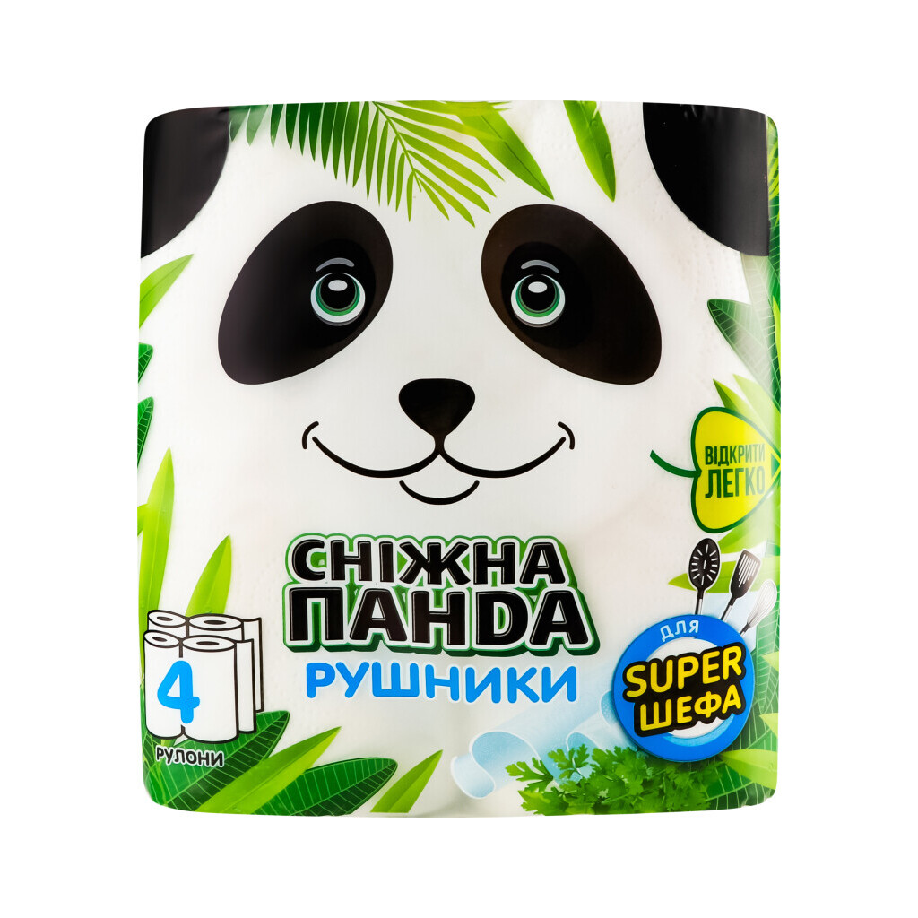 Рушники паперові Сніжна панда 2-шарові, 4шт/уп (4823019009071)