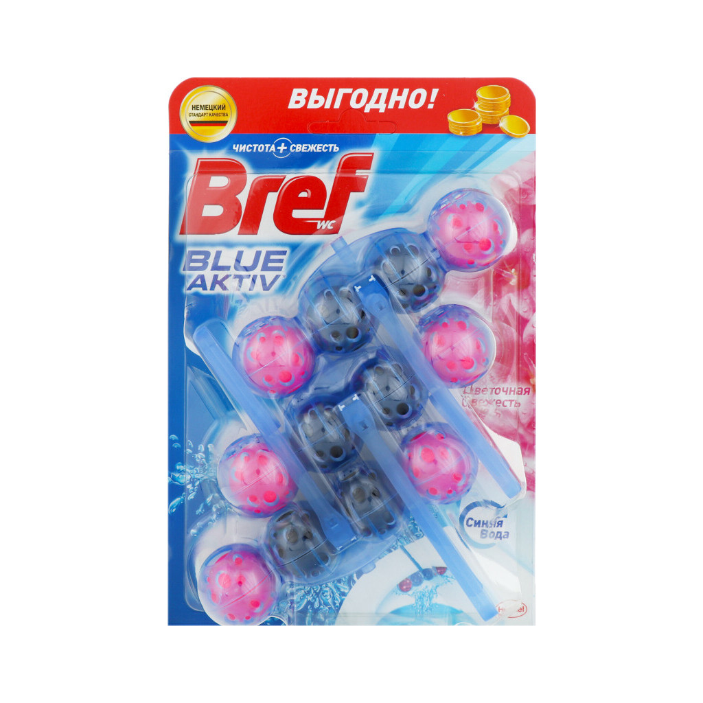 Блок для унитаза Bref Blue Aktiv Цветочная свежесть, 3*50г (9000101024029)