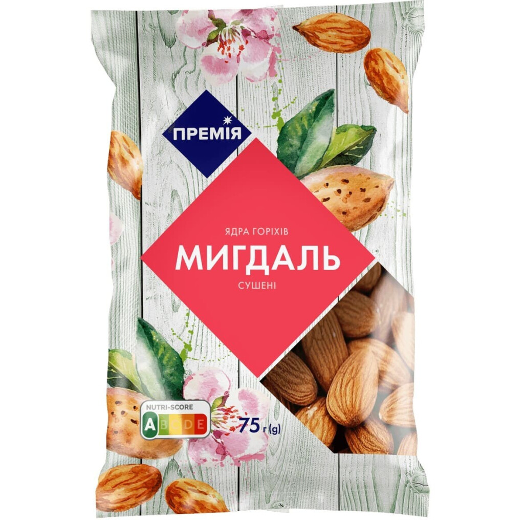 Миндаль Премія сушеный, 75г (4823096429502)